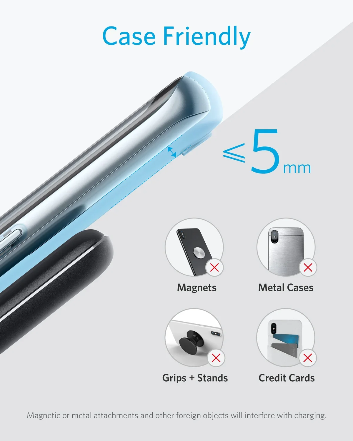 Фото Беспроводные зарядные устройства Anker 10 Вт Max PowerWave подставка с сертификатом Qi для iPhone 14/14 Pro/14 Pro Max/13 Pro №5