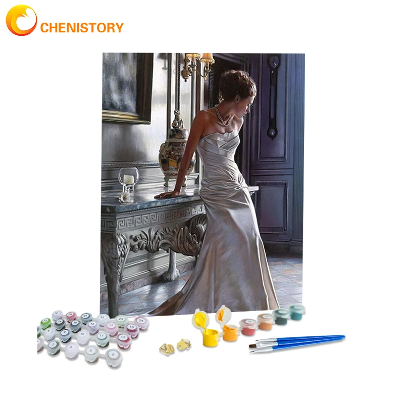 

CHENISTORY 60x75cm Paint By Numbers Kits Figure DIY Oil Painting By Numbers Girl On Canvas Frameless Digital Hand Painting Wall