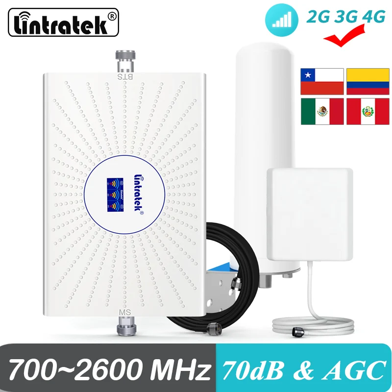 

Lintratek 2G 3G 4G Signal Amplifier Antenna Kit CDMA 850 AWS 1700 PCS 1900 LTE 2600 Cellular Repeater AGC Booster B5 B4 B2 B7