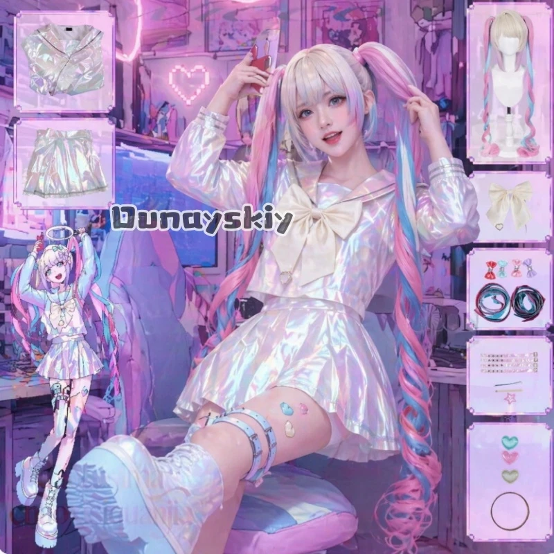 Фото Костюм для косплея по аниме-фильму NEEDY OVERDOSE: Костюм Kangel OMGkawaiiAngel, платье Jirai Kei Styles JK, модные парики Y2K для Хэллоуина №1