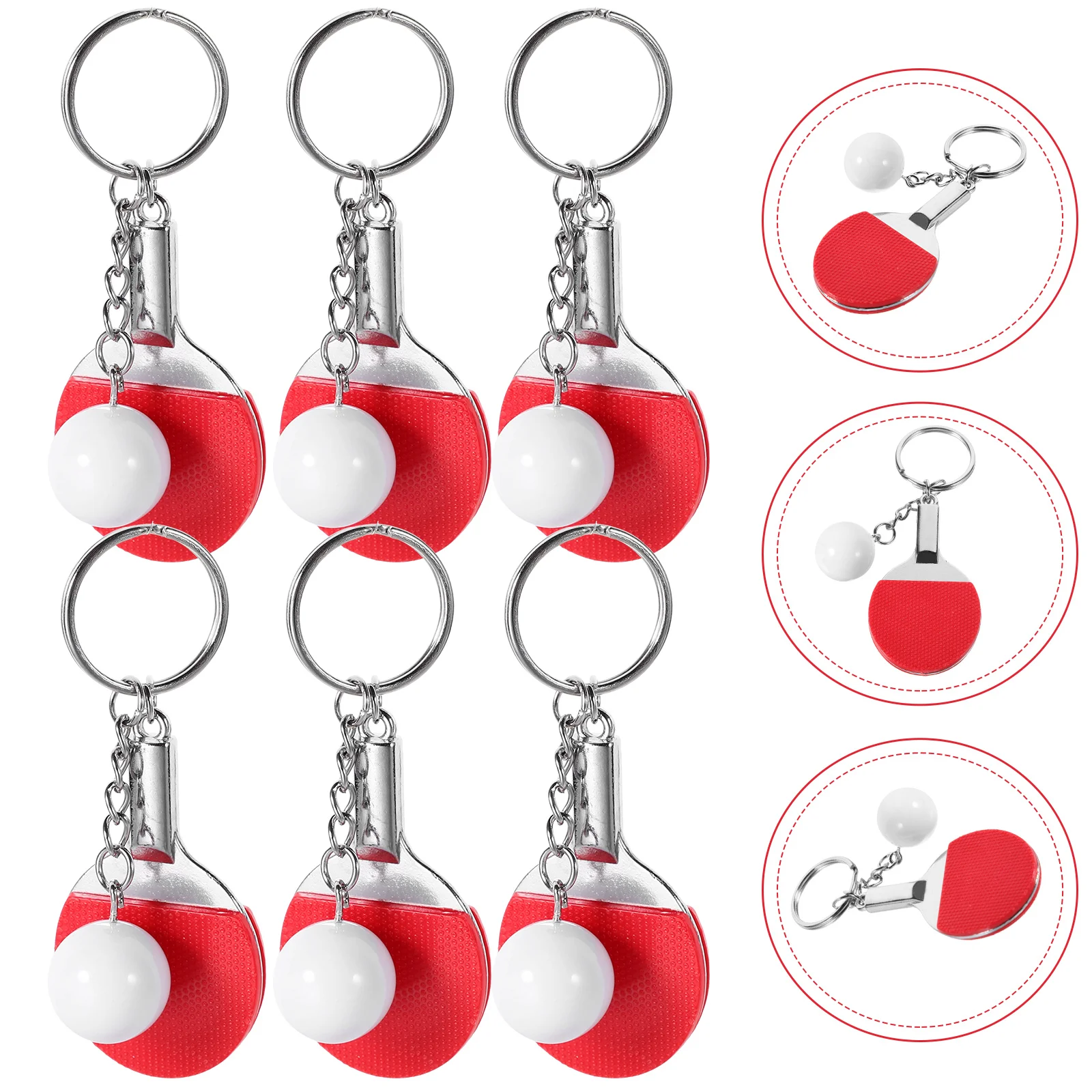 

6 Pcs Key Fob Souvenir Keychain Sports Women Bags Table Tennis Match Keepsakes Metal Miss