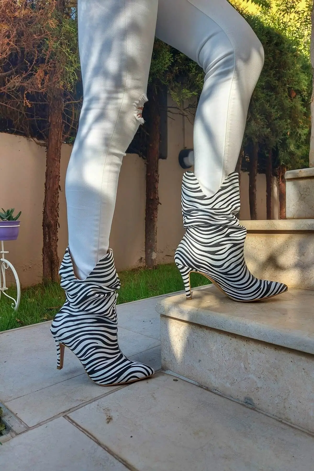 

Женские сапоги Olav на каблуке с узором зебры, удобные роскошные стильные женские сапоги