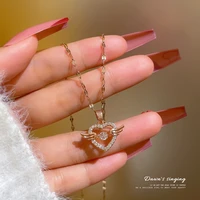 titanium steel south korea fashion new smart heart zircon pendant personality simple temperament net red clavicle chain