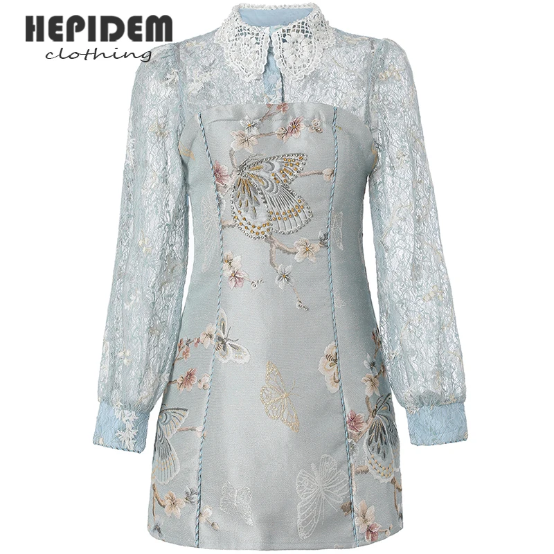 Женское короткое платье с вышивкой кружевное Сетчатое винтажное жаккардовое