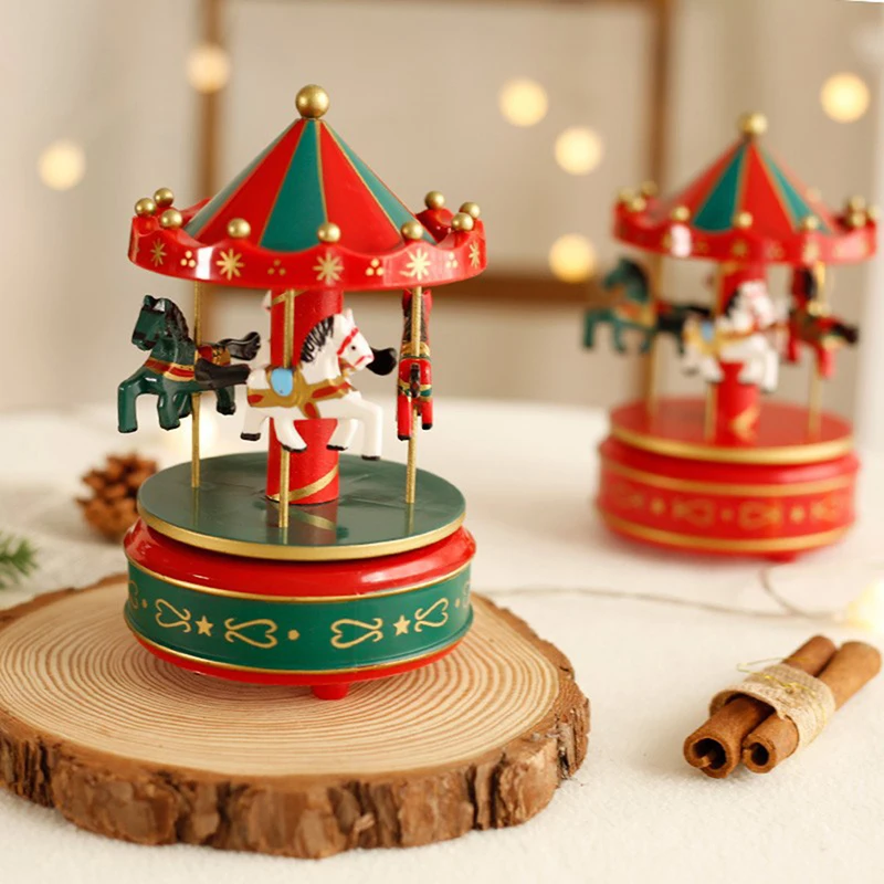 

1Pc Christmas Carousel Music Bell Clockwork Automatic Creative Merry-Go-Round Music Box Decoration Supplies Gifts