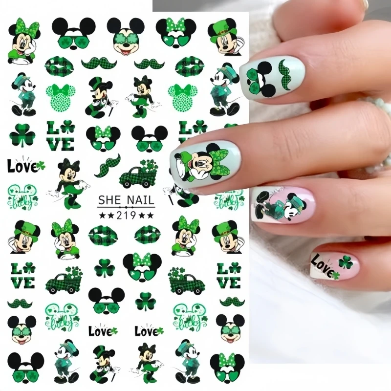 1PCS Disney Nail Stickers Cartoon Mickey For Nails Anime Minnie Princess Series Lion King Mary Cat Art Decoration