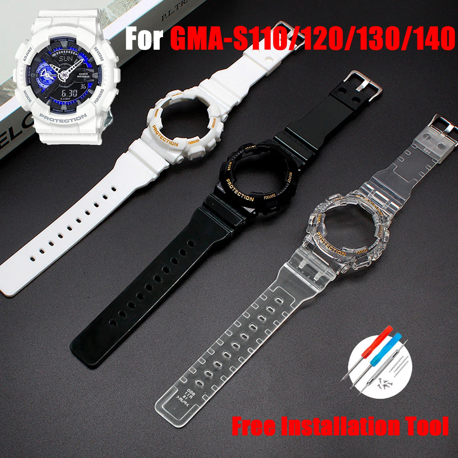 Аксессуары для часов Casio G-SHOCK Baby-G GMA-S110 / S120 S130 S140 чехол мужчин и женщин браслет