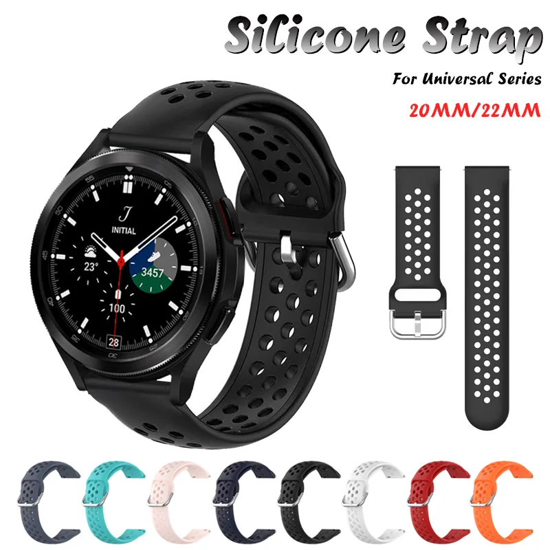 

20mm 22mm Silicone Strap For Samsung Galaxy Watch 4 40mm 44mm classic 42mm 46mm Sports watch band for Galaxy Active 2 Gear S3