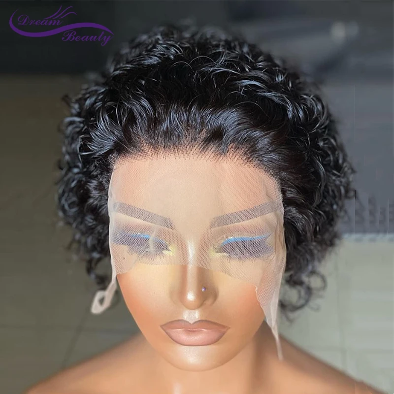 Парик фея из человеческих волос Короткие вьющиеся человеческие волосы парики