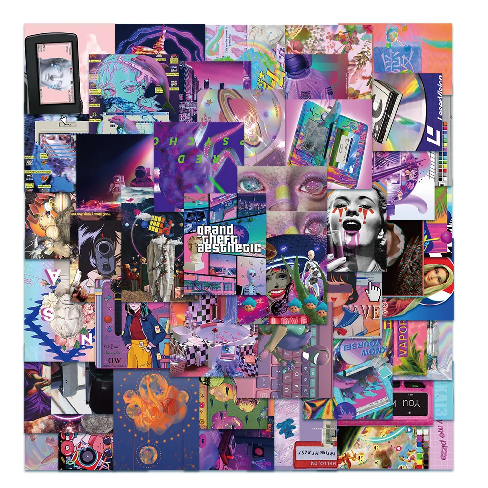 

50 шт. Сиреневая девушка граффити наклейка для телефона эстетическое Украшение скрапбукинг аксессуары Kawaii Детская Наклейка хлопья