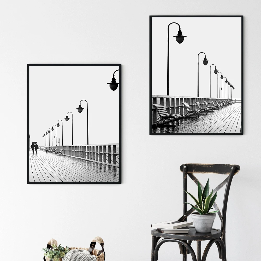 Черно-белый настенный художественный мост фотография холст печать