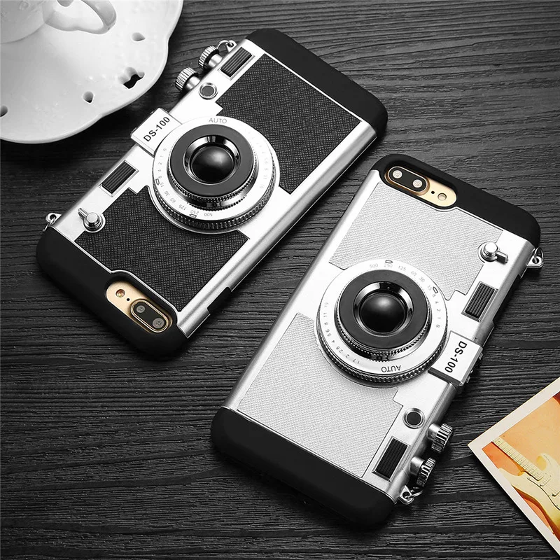 

Креативный чехол в стиле ретро для телефона с 3D камерой для iPhone 14, 13, 12, 11 Pro Max, ремешок, Противоударная задняя крышка для камеры, чехол для Iphone 14 pro