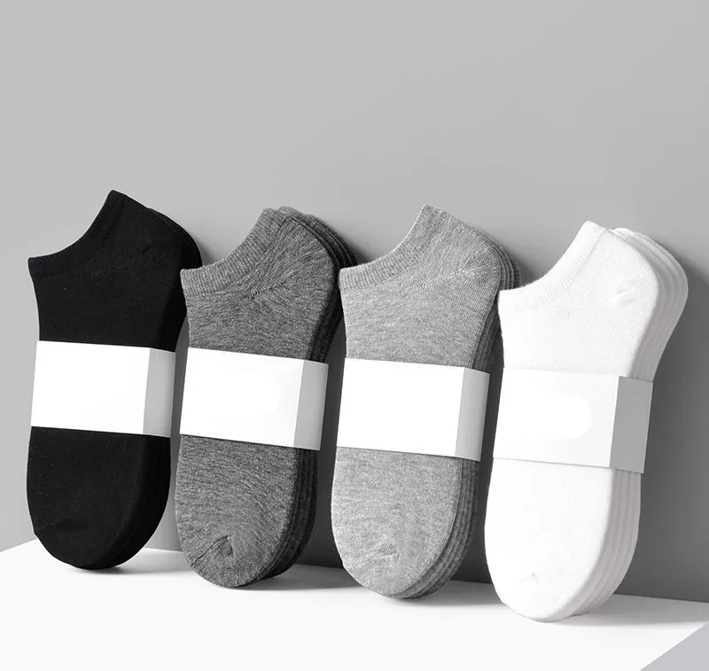 10 Pairs Men's Socks Women's Socks Breathable Sports Socks Solid Color Boat Socks Comfortable Cotton Ankle Socks White Black
