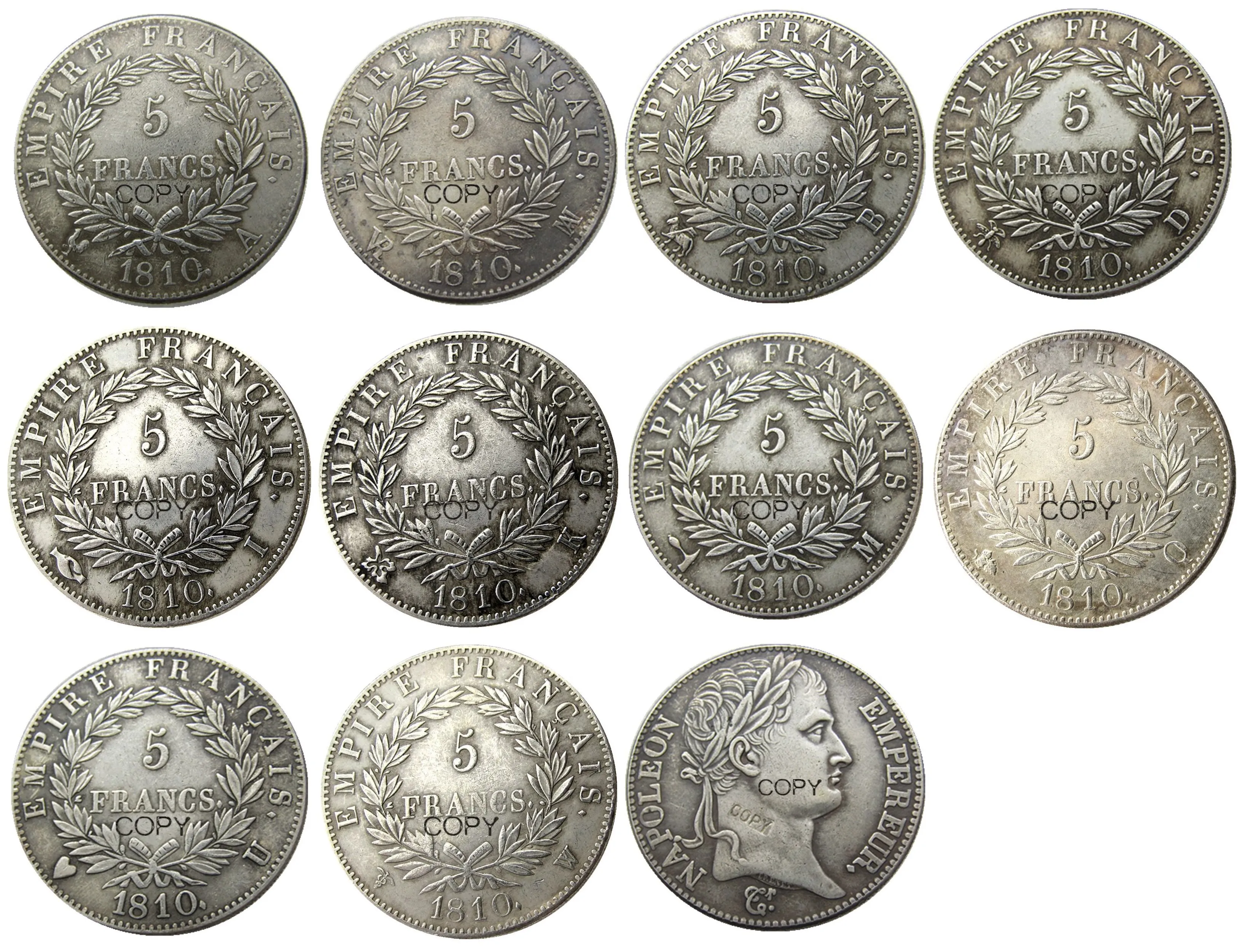 

Копия французских монет в 5 франков 1810-A-W