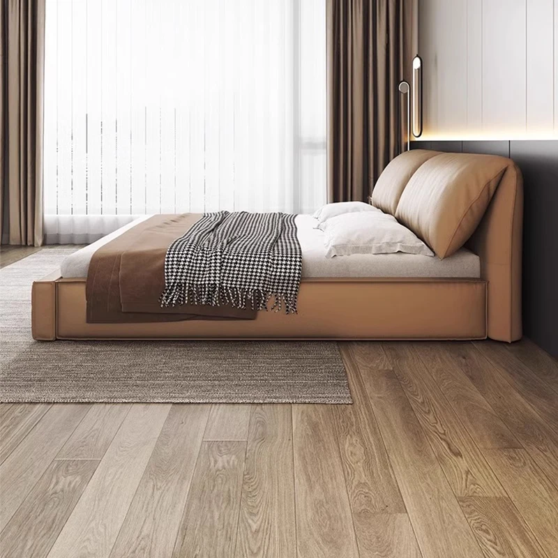 Moderne Luxus Schlafzimmer 123bel Набор королевского размера Massivholz Leder Bett rahmen