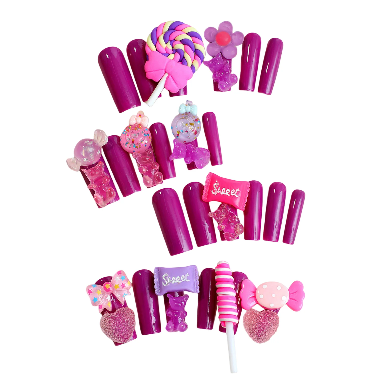 

Фиолетовые накладные ногти с преувеличенной яркой оправой, полное покрытие, квадратные искусственные ногти для ежедневного ношения и вечеринки