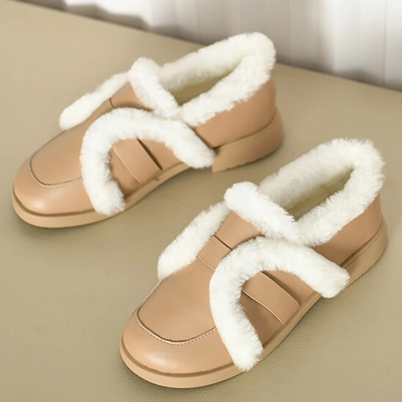 

Autumn Winter Lovely Academic Style Women's Casual Boots Genuine Leather Wool Splicin Comfortable Thick Bottom Lefu Shoes
