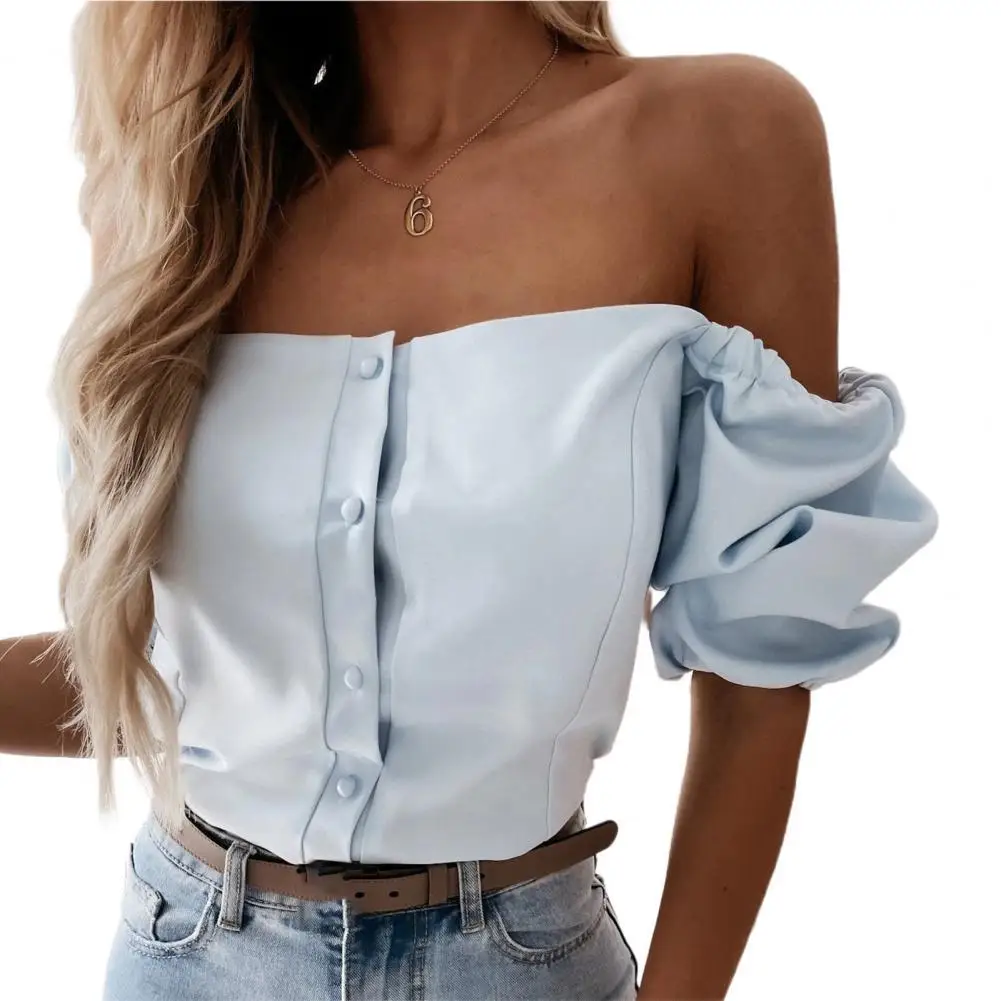 

Popular Women Top Buttons Summer Pure Color Irregular Shirt Women Blouse Women Shirt