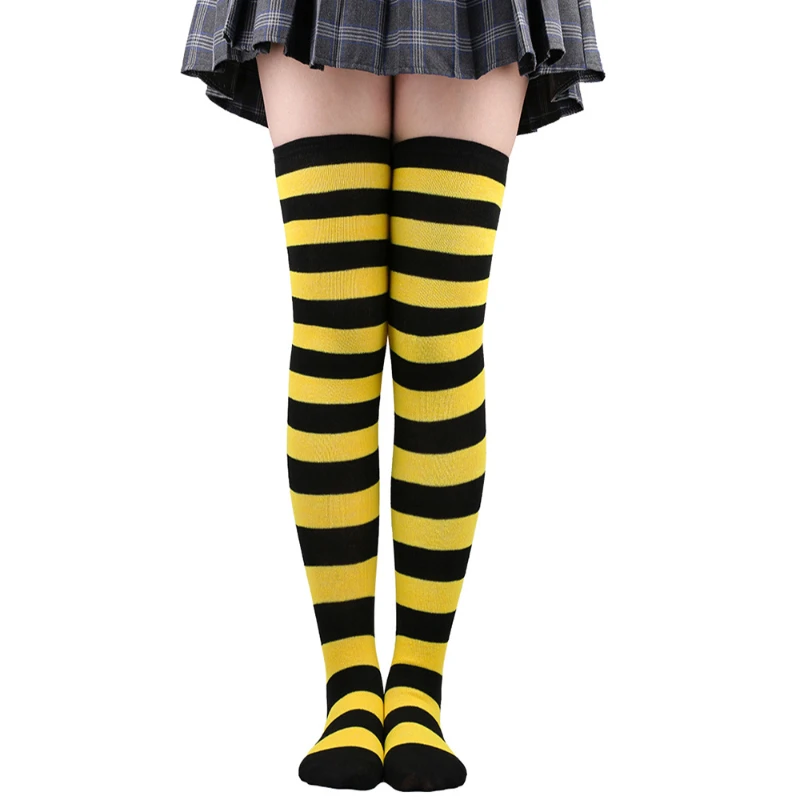 Fashion Cute Women Girls Kawaii Lolita Cotton Long Striped Thigh High Stocking Anime Cosplay Over Knee Socks