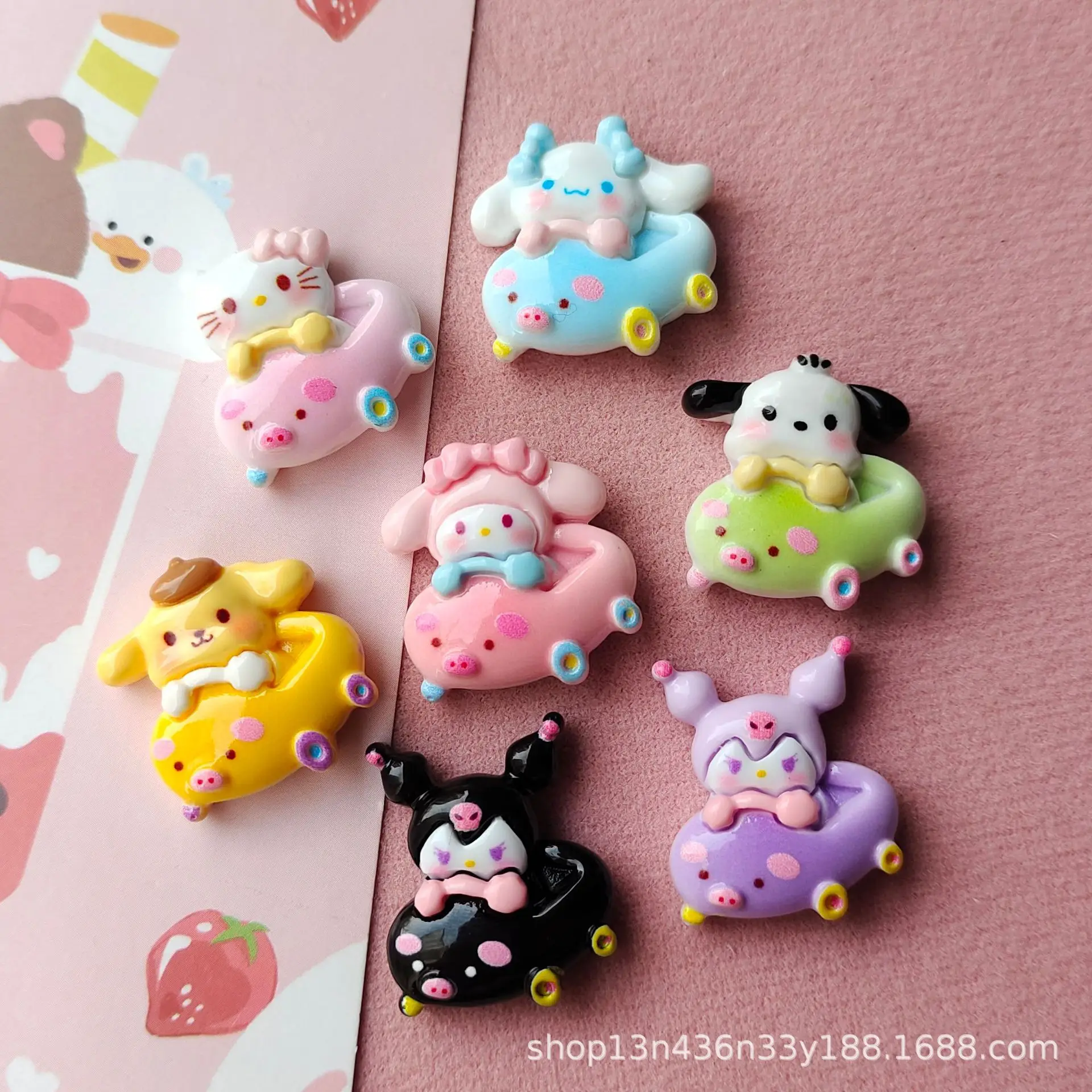 10 шт. Kawai яркая поверхность мультфильм свинка автомобиль Серия Смола плоская