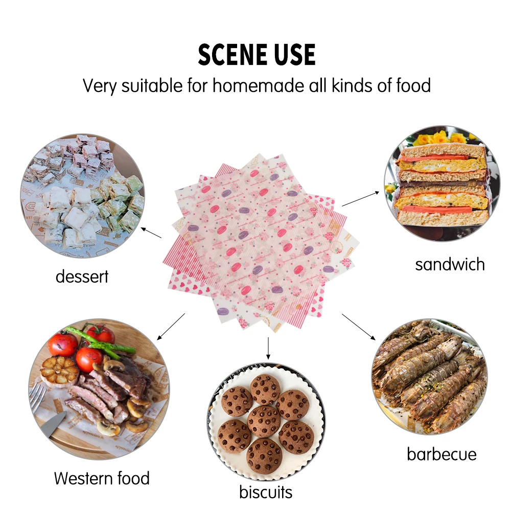 10 шт. вощеная бумага для хлеба зажатой бумаги бургеров картошки фри масла