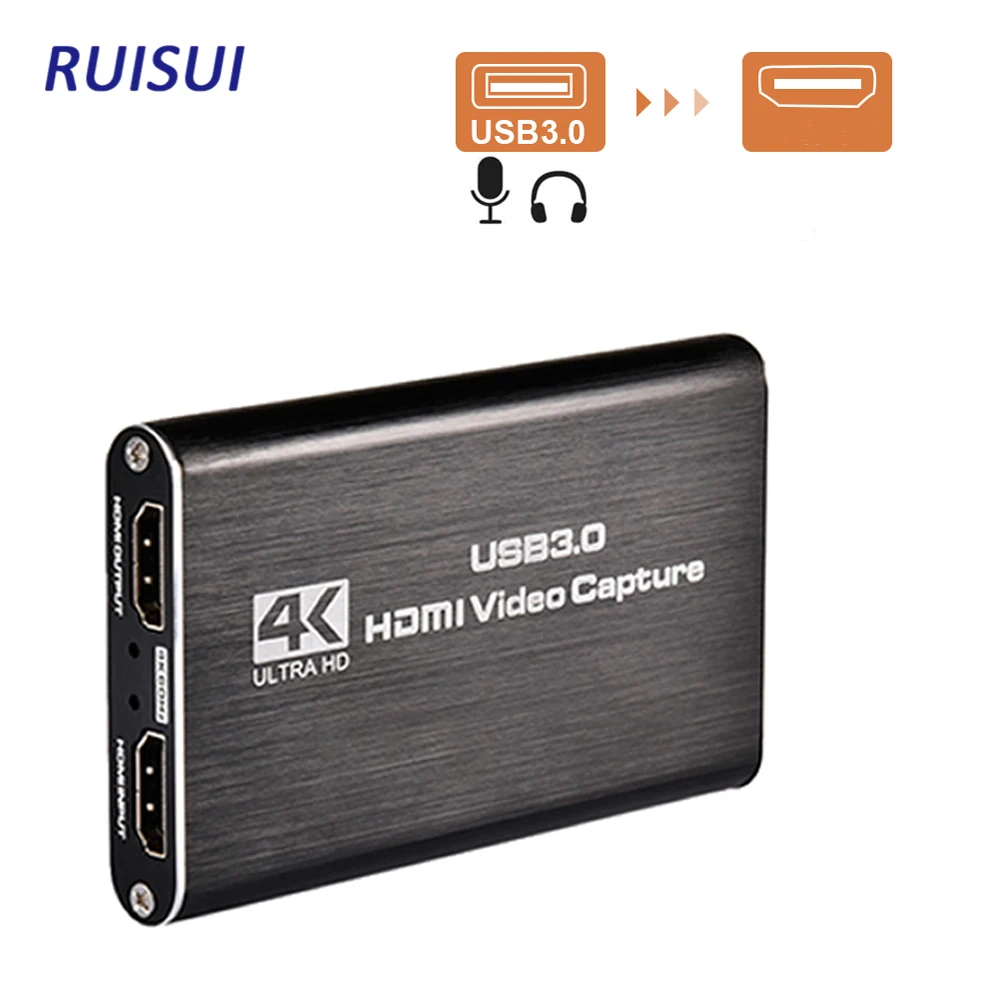 

USB Audio Card 1080P 4K 60fps USB3.0 Video Capture Card for Games Recording Streaming Box Youtube Video Recording Converter