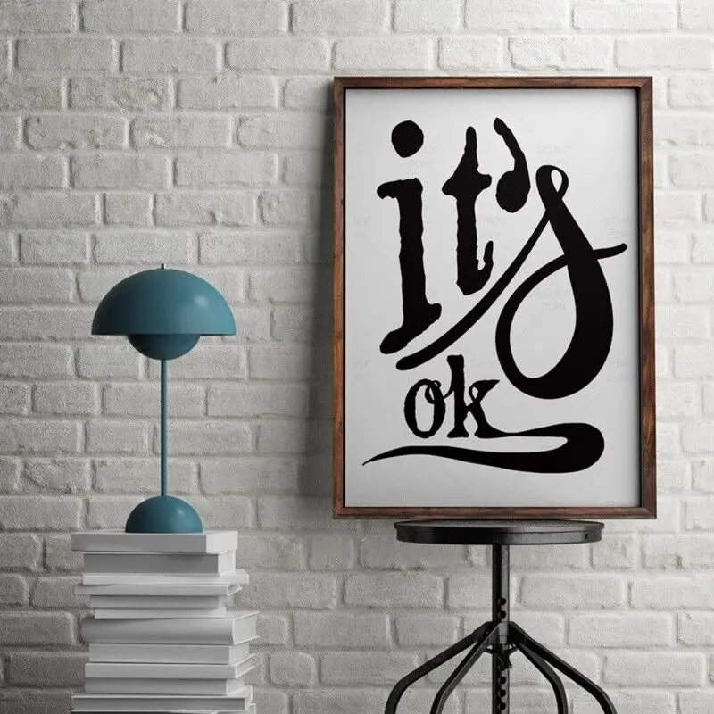 

IT'S OK Inspirational Motivational Quote Gift Idea Wall Art Canvas Prints Posters Paintings for Living Room Home Decor Pictures