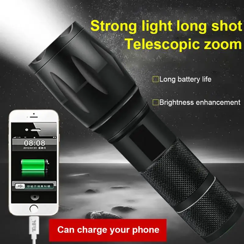 

Led Light Flashlight 360 Degree Rotation Impact-resistant Light Usb Rechargeable Lamp Power Bank Function LED Light Flashlight