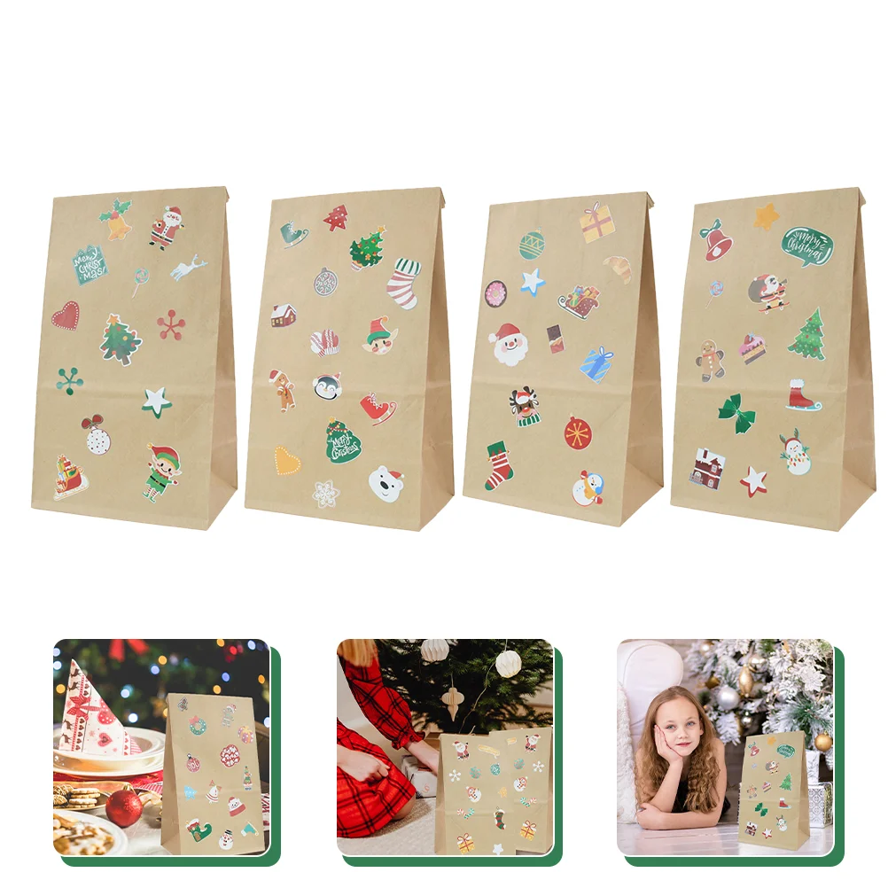 

Bag Bags Christmas Gift Xmas Candy Pouch Treat Kraft Cookie Snack Container Goodie Party Snowflakebirthday Favor Wrapping Paper