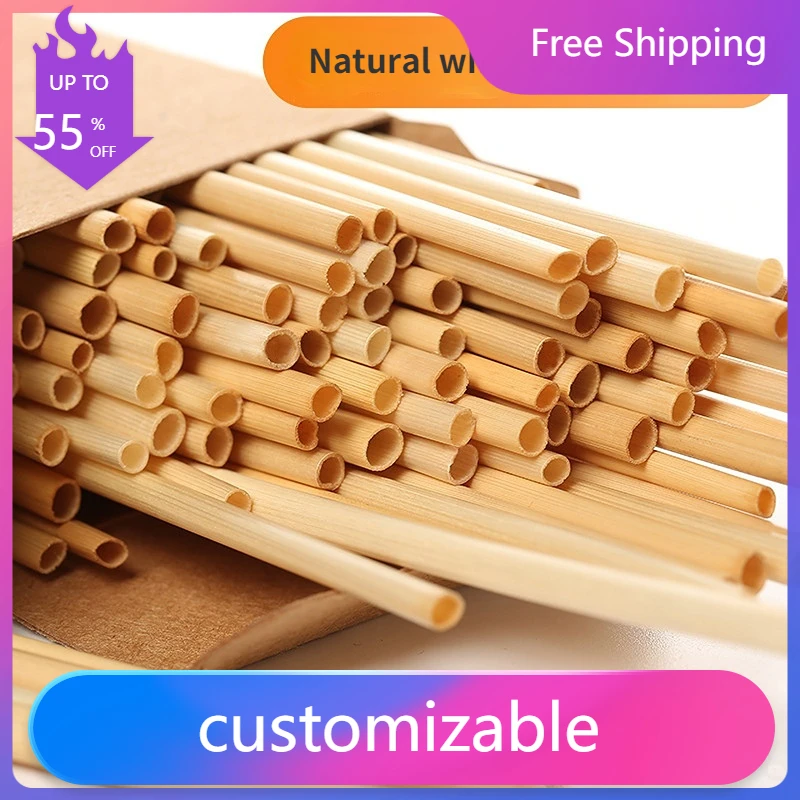 

100pc Natural Straw Straws Eco-friendly Biodegradable Drinking Straws for Cocktail Bar Milk Tea Drinks Reusable Straw 15-25cm