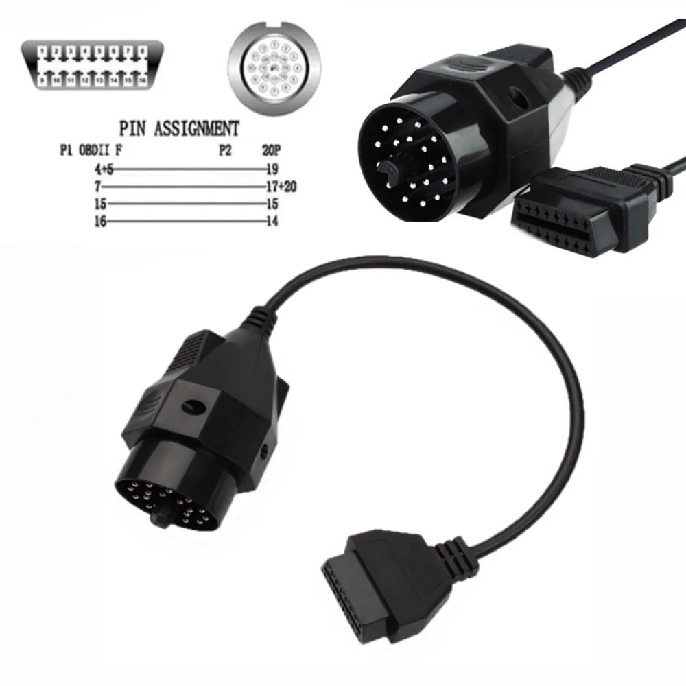 1 шт. автомобильный Удлинительный кабель OBD II адаптер для BMW 20 pin к OBD2 16 PIN разъем e36