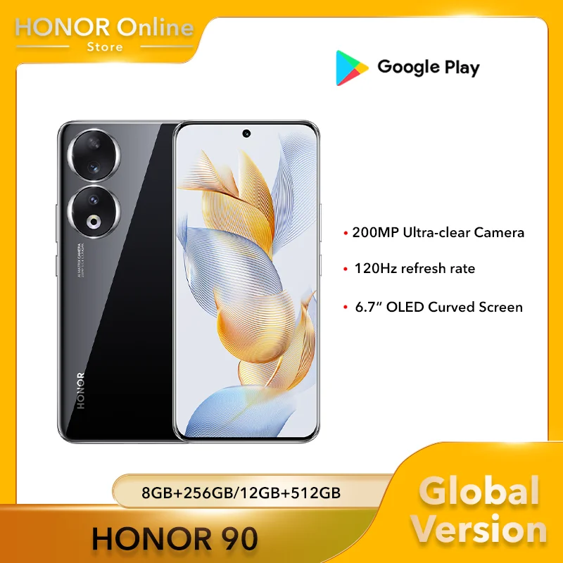 Глобальная версия HONOR 90 5G 5000 МП ультра-прозрачная камера Snapdragon 7 Gen 1 120 мАч аккумулятор 66 Вт Supercharger Гц