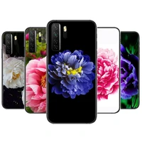 peonies beautiful flower black soft cover the pooh for huawei nova 8 7 6 se 5t 7i 5i 5z 5 4 4e 3 3i 3e 2i pro phone case cases