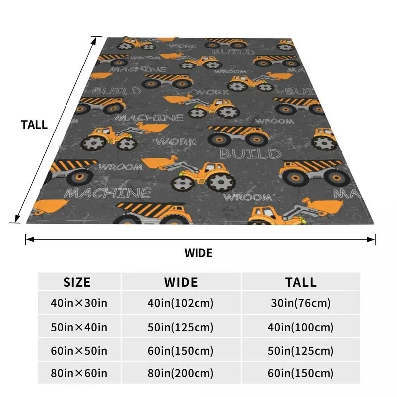 Экскаваторы строительные машины Флисовое одеяло с узором Мультяшные одеяла для