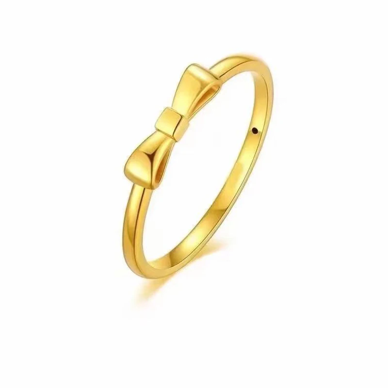 

Женское золотое кольцо с бантом, тонкое кольцо из желтого золота 18 К, с прорезями 3D, Au750, 1 шт., 4-8, подарок
