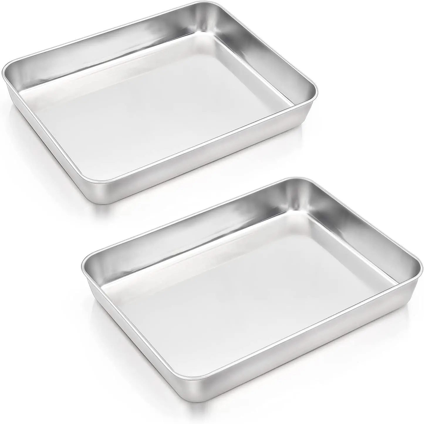 

baking pans set of 2 12.4” x 9.6” x 2” stainless steel rectangular cake pans baking sheet pan for lasagna brownies casseroles no