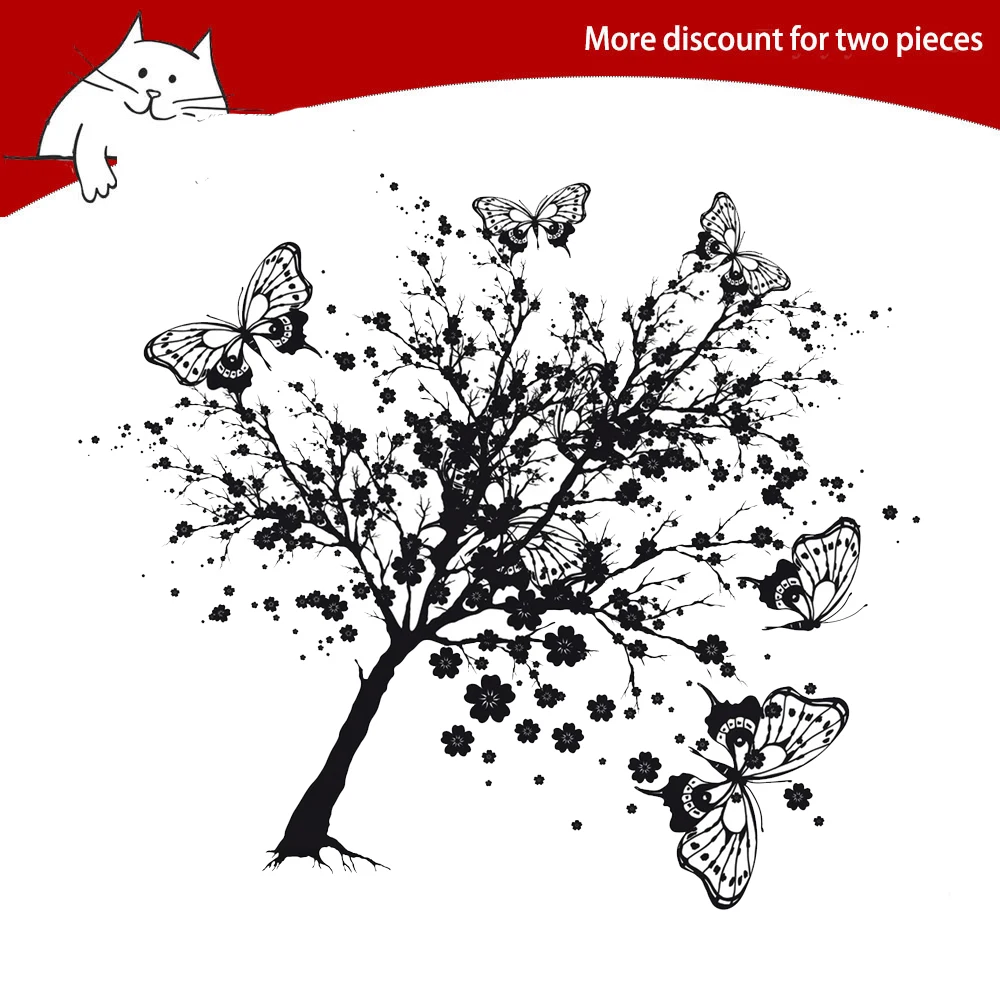 

Tree And Butterfly Clear Stamps For Scrapbooking Card Making Photo Album Silicone Stamp DIY Decorative Crafts