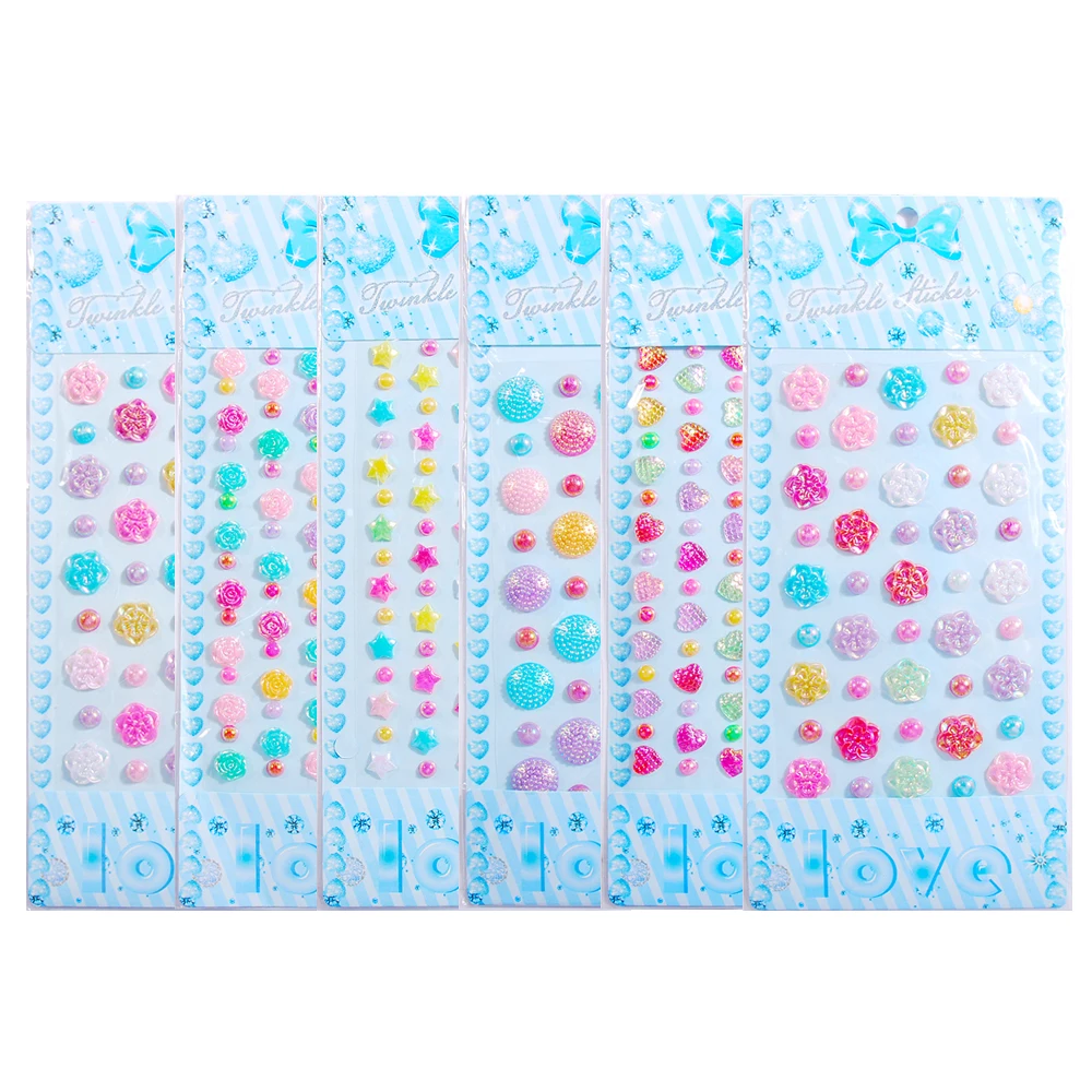 

Acrylic Rhinestones Sticker Round Heart Flower Shape Gems Self Adhesive Crystal Scrapbooking 3D Applique Wall Home Decor