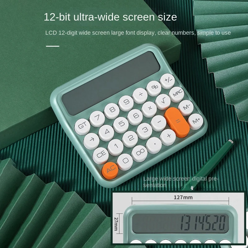 12 Digits Square Calculator Stationery Big Lcd Screen Office School Dual Portable