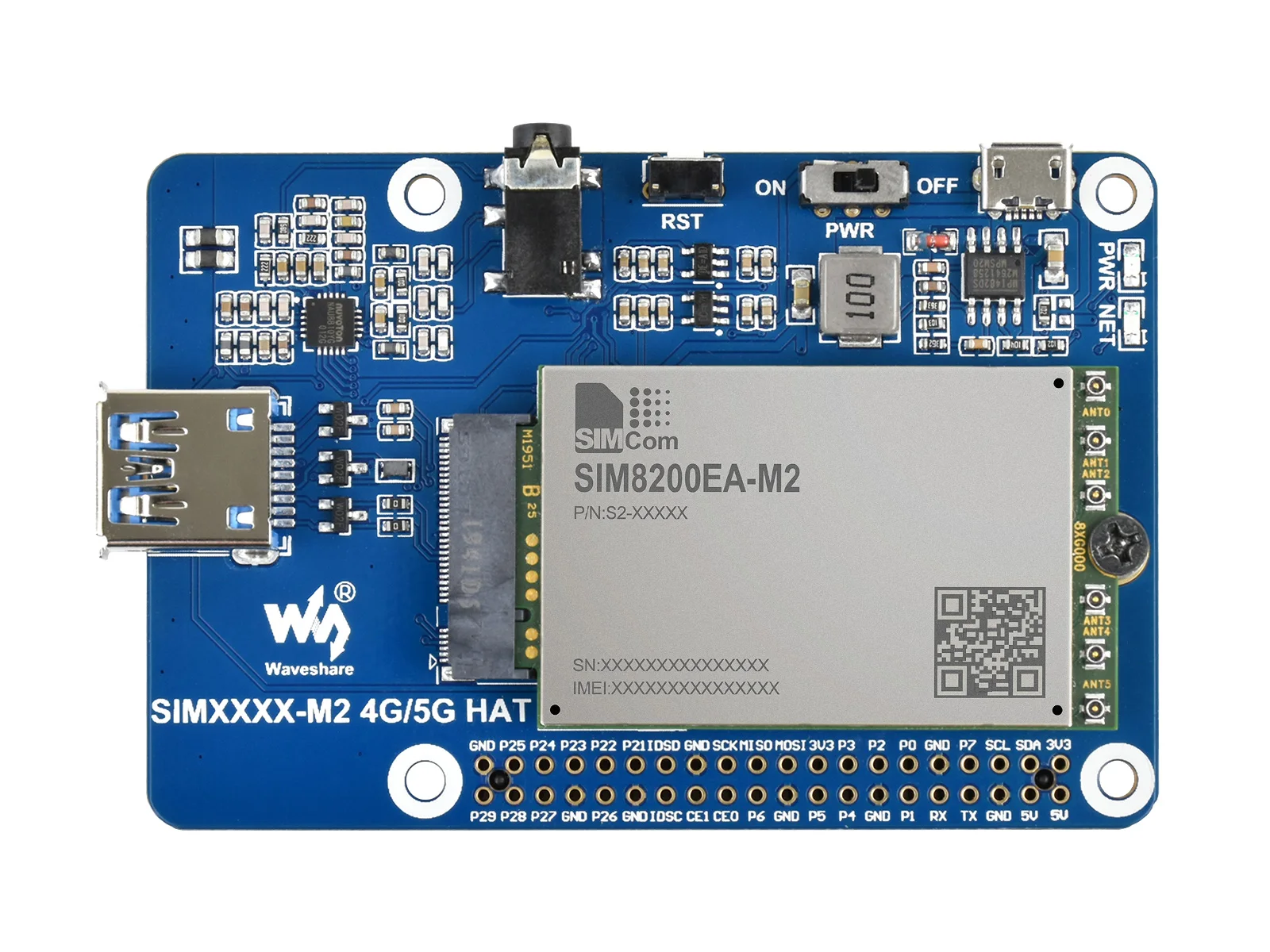 Рисунок 4 - SIM8200EA-M2 5G HAT для Raspberry Pi