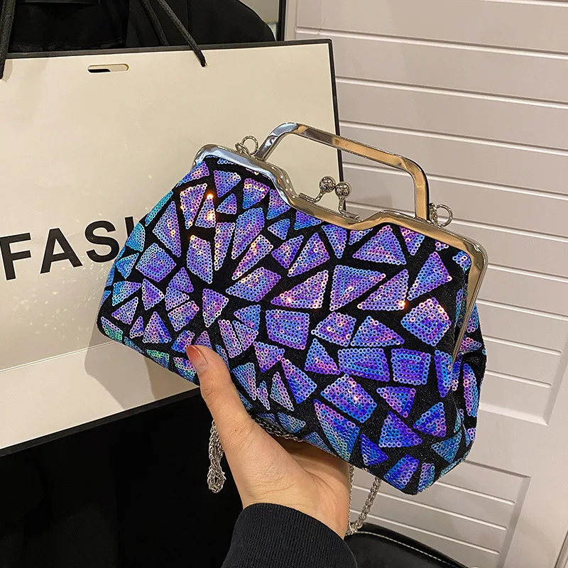 

Вечерняя Сумка для женщин, женская сумка-тоут с зажимом, модные блестящие дамские сумочки 2023, блестящие кошельки для девушек