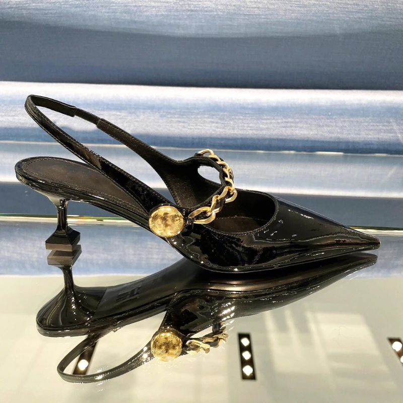 

French Mary Jane Polarot Chain High Heel Women's Sipping Skill Sheet Bags Bao Tsui Women's Shoes