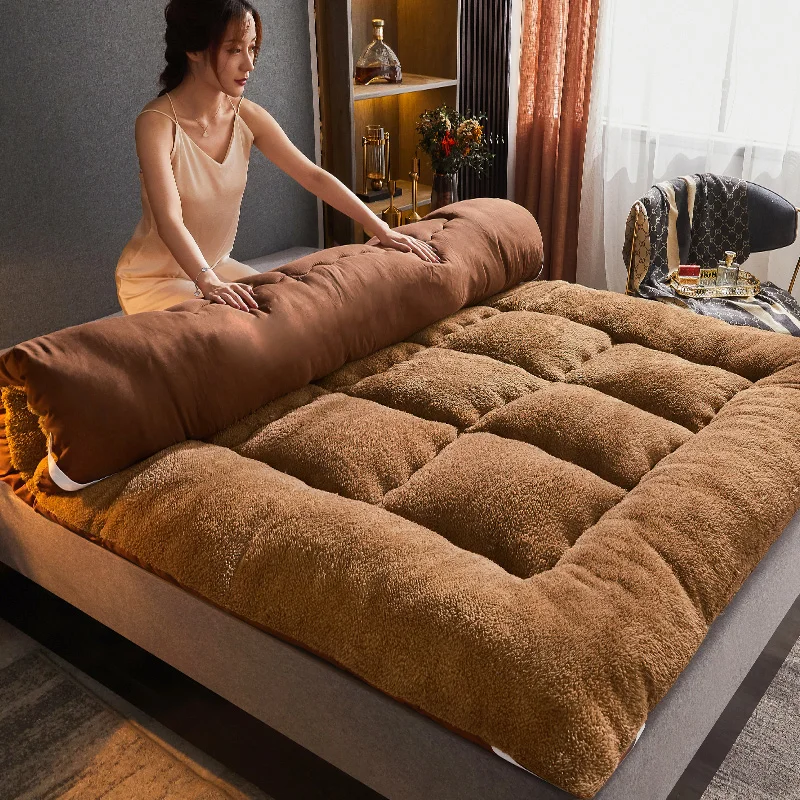 

Складной плюшевый напольный матрас/коврик, однотонный удобный футон для спальни/домашнего сна, утолщенный односпальный матрас/кровать двойного назначения
