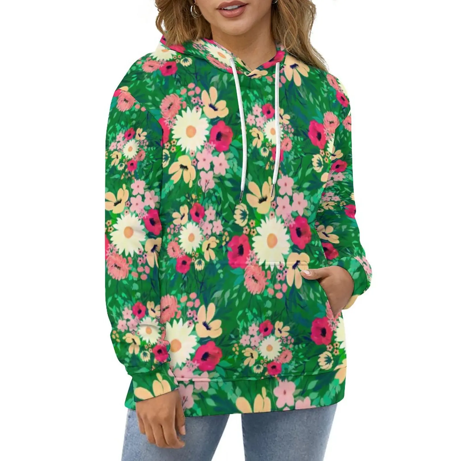 

Watercolor Daisy Print Hoodies Unisex Colorful Floral Street Wear Casual Hoodie Long Sleeve Kawaii Graphic Hooded Sweatshirts