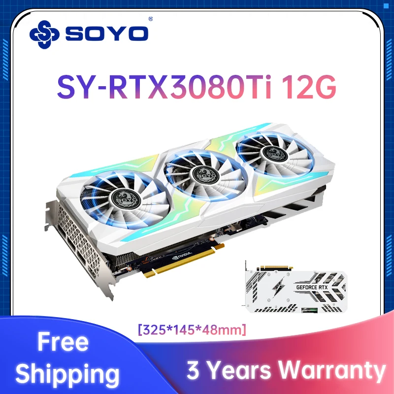 

Новая игровая видеокарта SOYO GeForce RTX3080 Ti, 12 Гб GDDR6, 384 бит, 8 нм, высококлассная автономная видеокарта для настольного ПК PCI Express X16