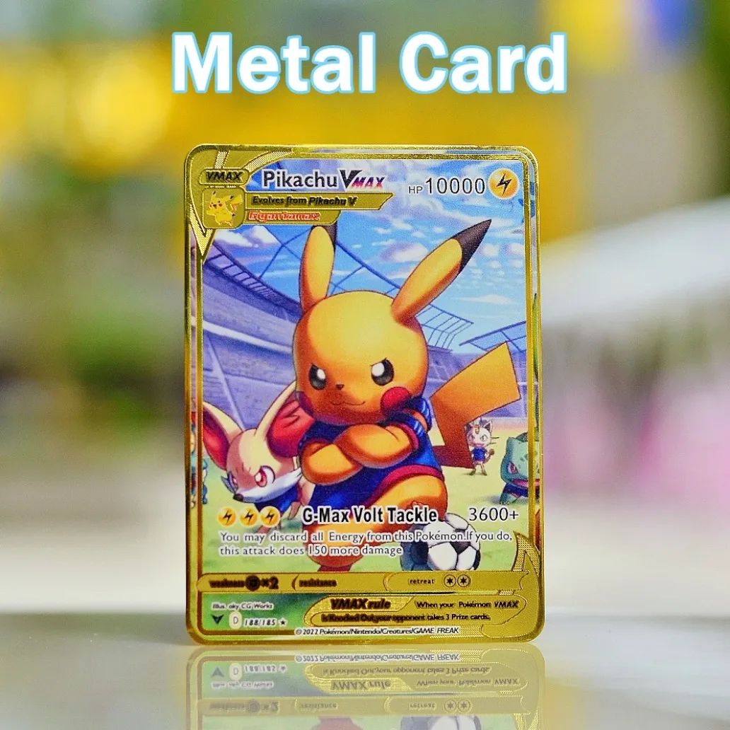 Карты с покемонами золотые металлические карты Tcg Umbreon Vmax Venusaur Gx Pikachu Vstar аниме
