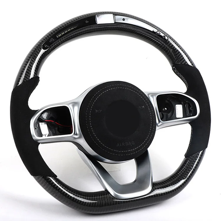 

Custom steering wheel for Mercedes benz C GLE GLS CLS CLA W205 W213 W222 carbon fiber LED car steering wheel dashboard