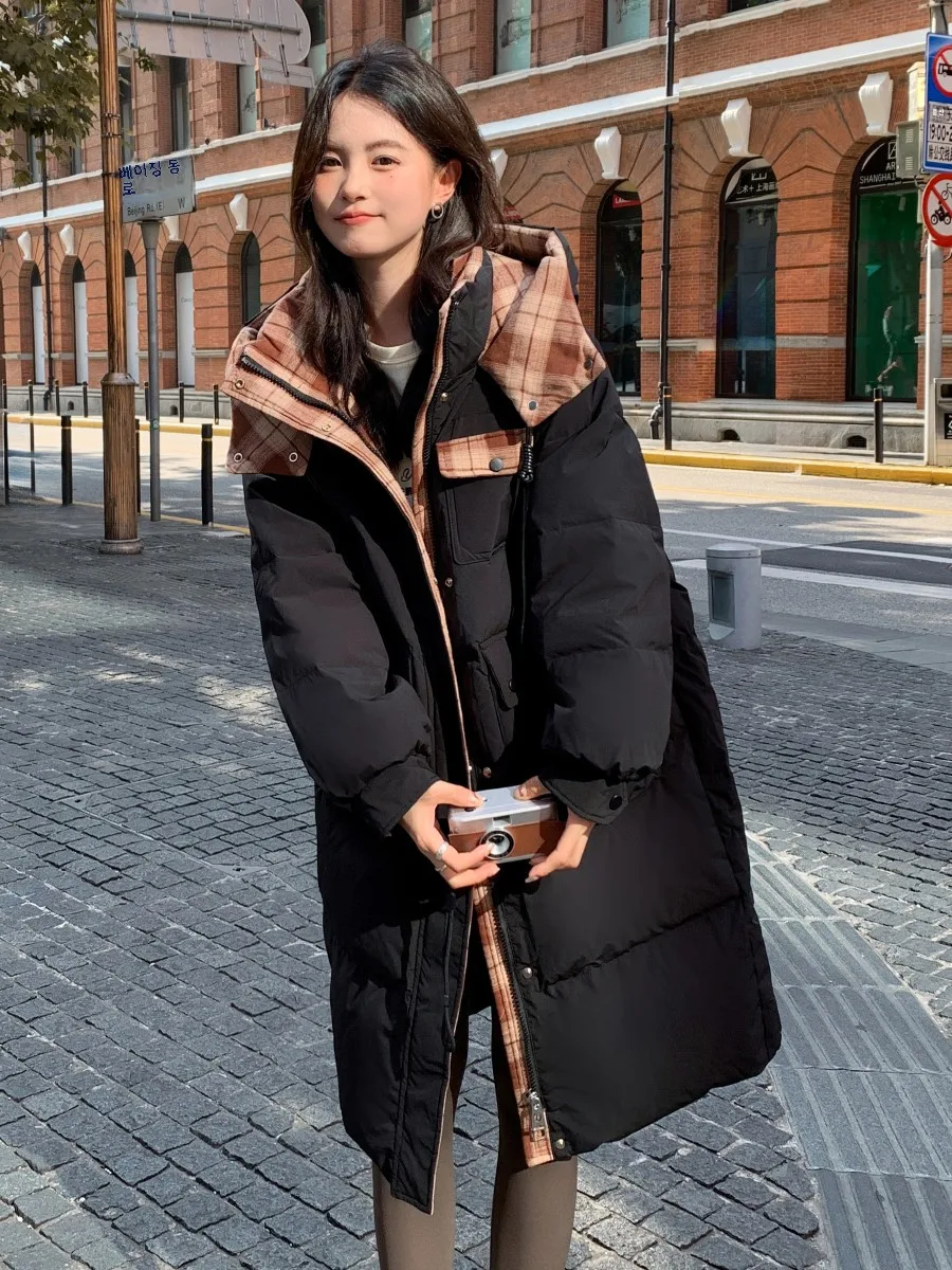 Женский пуховик больших размеров новинка зимы 2024 модный корейский средней длины