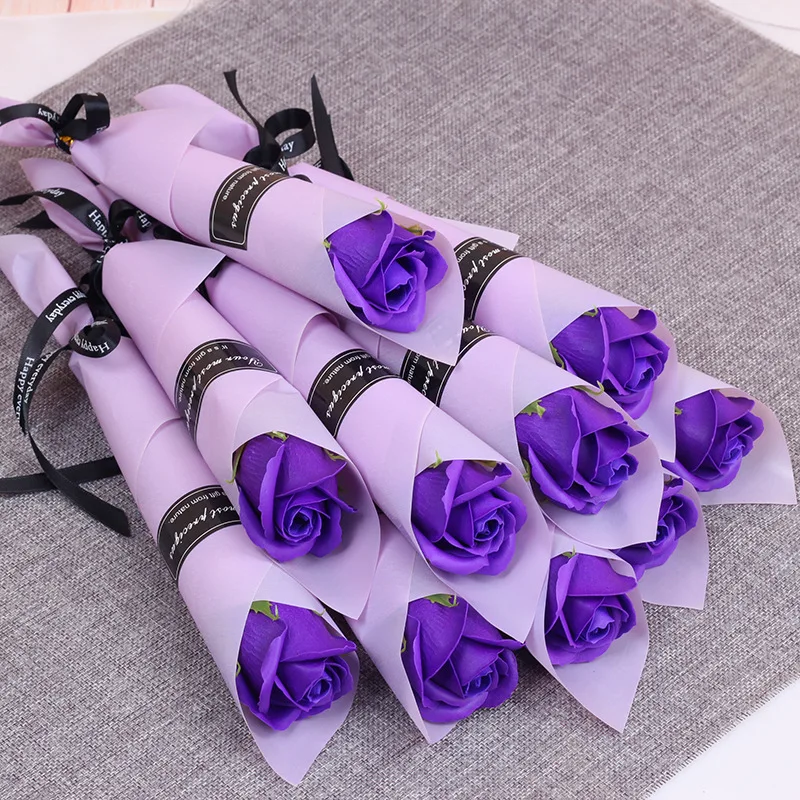 1 Pcs Rose Carnation Single Shiny Style Soap Flower Festival Opening Activity Promotion Mother's Day Gift Giving Bunch |