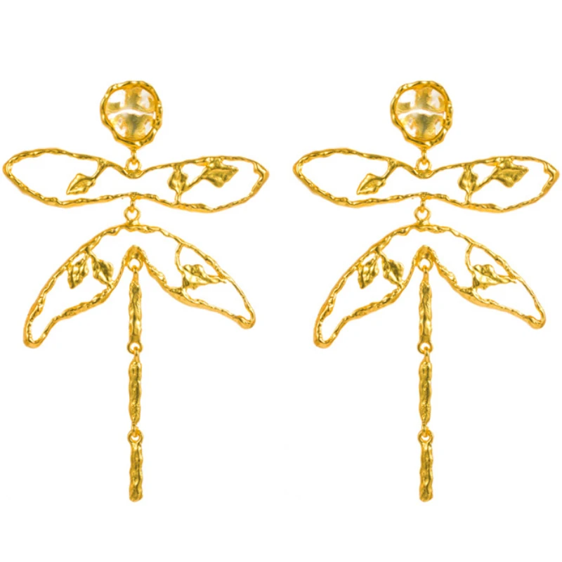 

New in Gold Color Dragonfly Dangle Earrings for Woman Party Jewelry